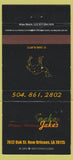 Matchbook Cover - Jake's New Orleans LA Camel Cigarettes 30 Strike
