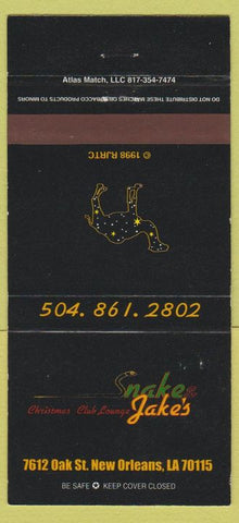 Matchbook Cover - Jake's New Orleans LA Camel Cigarettes 30 Strike