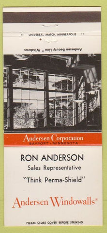 Matchbook Cover - Andersen Windows Ron Anderson Sales Rep Bayport MN 30 Strike