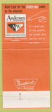 Matchbook Cover - Andersen Windows Ron Anderson Sales Rep Bayport MN 30 Strike