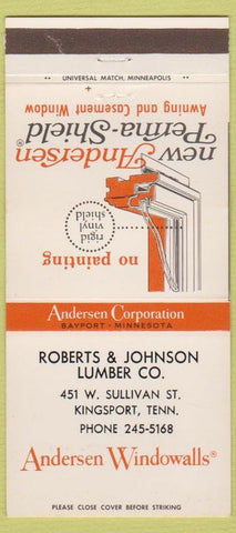 Matchbook Cover - Andersen Windows Roberts Lumber Kingsport TN 30 Strike