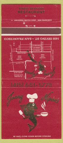 Matchbook Cover - Jonny Nipon's Seafood Restaurant San Francisco CA 30 Strike