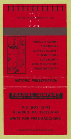 Matchbook Cover - Reading Co Technical Historical Society Reading PA 30 Strike