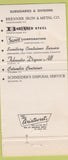 Matchbook Cover - Brenner Industries Winston Salem NC 30 Strike
