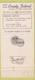 Matchbook Cover - Saint Louis County Federal Savings Loan Ferguson MO 30 Strike
