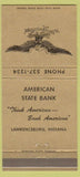 Matchbook Cover - American State Bank Lawrenceburg IN 30 Strike