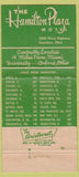 Matchbook Cover - Hamilton Plaza Motel Hamilton OH 30 Strike