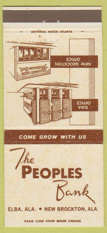 Matchbook Cover - Peoples Bank New Brockton AL 30 Strike