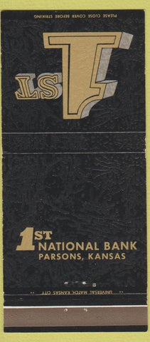Matchbook Cover - 1st National Bank Parsons KS 30 Strike