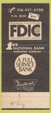 Matchbook Cover - 1st National Bank Parsons KS 30 Strike