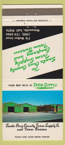 Matchbook Cover - Santa Cruz Farm Supply Watsonville CA seed  30 Strike