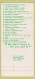 Matchbook Cover - Santa Cruz Farm Supply Watsonville CA seed  30 Strike
