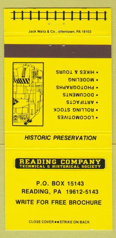 Matchbook Cover - Reading Co Technical Historical Society Reading PA 30 Strike