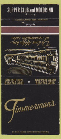 Matchbook Cover - Timmerman's Supper Club East Dubuque IL 30 Strike