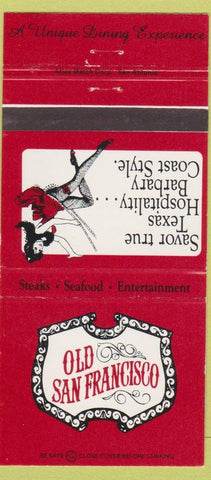 Matchbook Cover - Old San Francisco San Antonio Dallas TX girlie 30 Strike