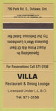 Matchbook Cover - Villa Restaurant Oshawa ON 30 Strike