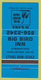 Matchbook Cover - Big Bird Inn Wawa ON 30 Strike