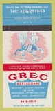 Matchbook Cover - Grec Restaurant Trois Rivieres QC 30 Strike
