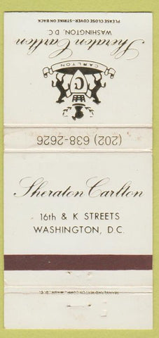 Matchbook Cover - Sheraton Carlton Washington DC WEAR 30 Strike