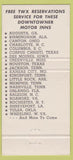 Matchbook Cover - Downtowner Motor Inns Shreveport LA 30 Strike
