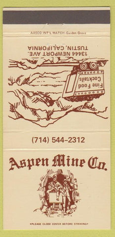 Matchbook Cover - Aspen Mine Co Tusin CA 30 Strike