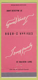 Matchbook Cover - Tony Pandy Bar San Francisco CA 30 Strike