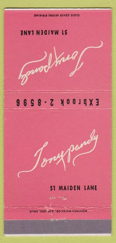 Matchbook Cover - Tony Pandy Bar San Francisco CA 30 Strike