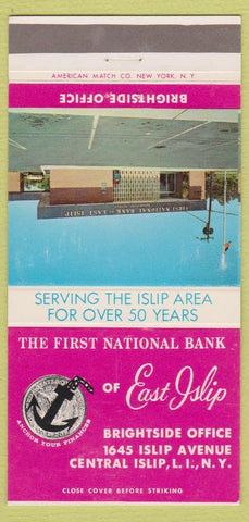 Matchbook Cover - First National Bank East Islip LI NY 30 Strike