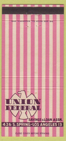 Matchbook Cover - Union Federal Savings Loan Los Angeles CA 30 Strike