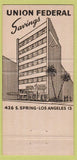 Matchbook Cover - Union Federal Savings Loan Los Angeles CA 30 Strike
