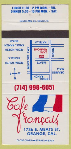 Matchbook Cover - Cafe Francois French restaurant Orange CA 30 Strike
