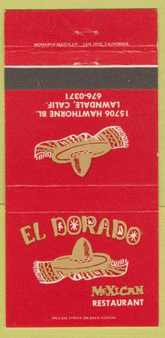 Matchbook Cover - El Dorado Mexican Restaurant Lawndale CA 30 Strike