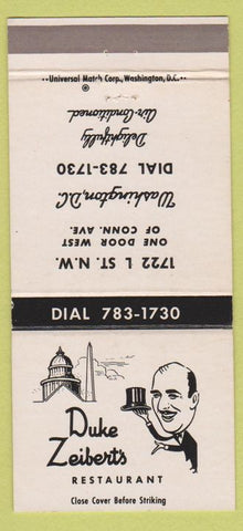 Matchbook Cover - Duke Zeibert's Restaurant Washington DC 30 Strike