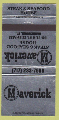Matchbook Cover - Maverick Restaurant Harrisburg PA 30 Strike