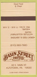 Matchbook Cover - Basin Street Hotel Kutztown PA 30 Strike