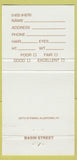 Matchbook Cover - Basin Street Hotel Kutztown PA 30 Strike