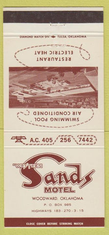 Matchbook Cover - Sands Motel Woodward OK 30 Strike