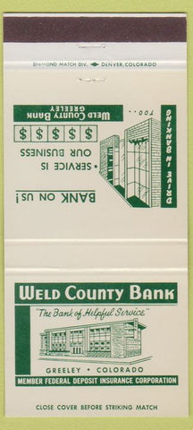 Matchbook Cover - Weld County Bank Greeley CO 30 Strike