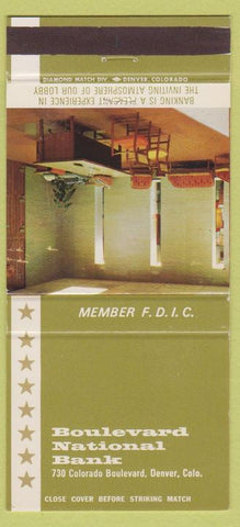 Matchbook Cover - Boulevard National Bank Denver CO 30 Strike