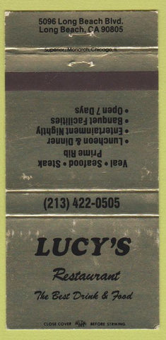 Matchbook Cover - Lucy's Restaurant Long Beach CA WEAR 30 Strike