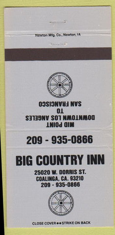 Matchbook Cover - Big Country Inn Coalinga CA 30 Strike