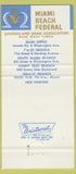 Matchbook Cover - Miami Beach FL Savings and Loan 30 Strike