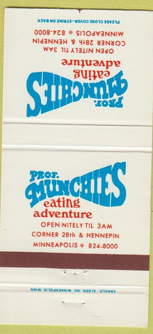 Matchbook Cover - Prof Munchies Restaurant Minneapolis MN 30 Strike