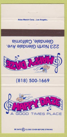 Matchbook Cover - Happy Daze Glendale CA 30 Strike