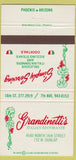 Matchbook Cover - Grandinetti's Italian Restaurant Phoenix AZ 30 Strike