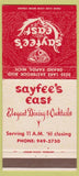 Matchbook Cover - Sayfee's East Restaurant Grand Rapids MI 30 Strike