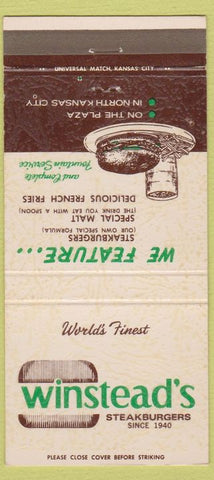 Matchbook Cover - Winsteads Steak Burgers Kansas City MO girlie 30 Strike
