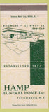 Matchbook Cover - Hamp Funeral Home Tonawanda NY 30 Strike