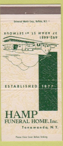 Matchbook Cover - Hamp Funeral Home Tonawanda NY 30 Strike