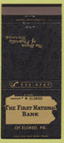 Matchbook Cover - First National Bank Eldred PA 30 Strike